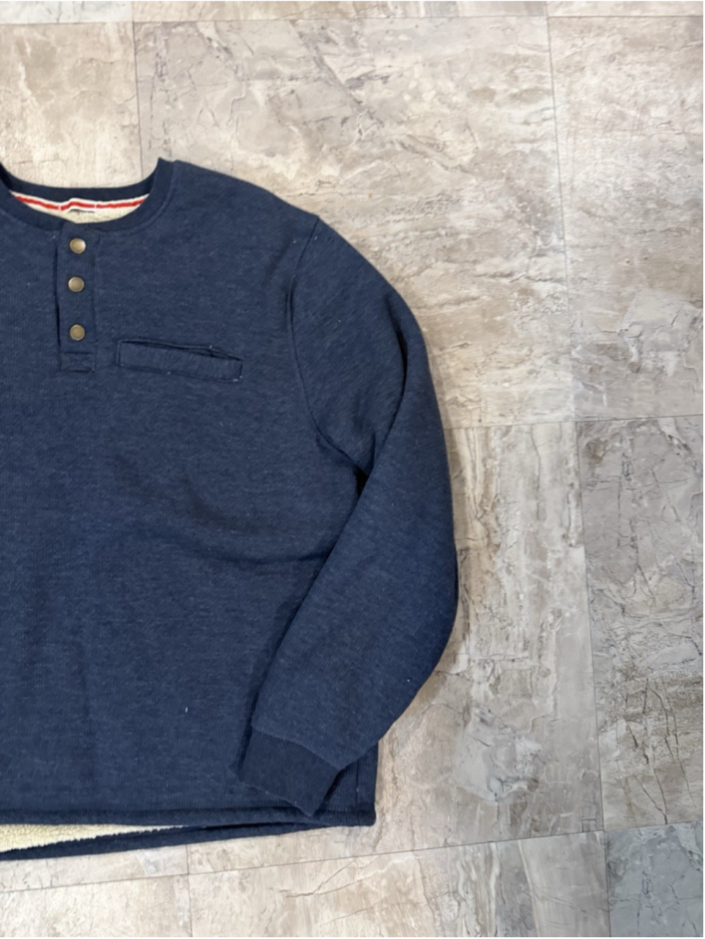 Coleman Mens Sherpa Lined Henley Sweatshirt Dark Blue Sz XXL Cabin Outdoor